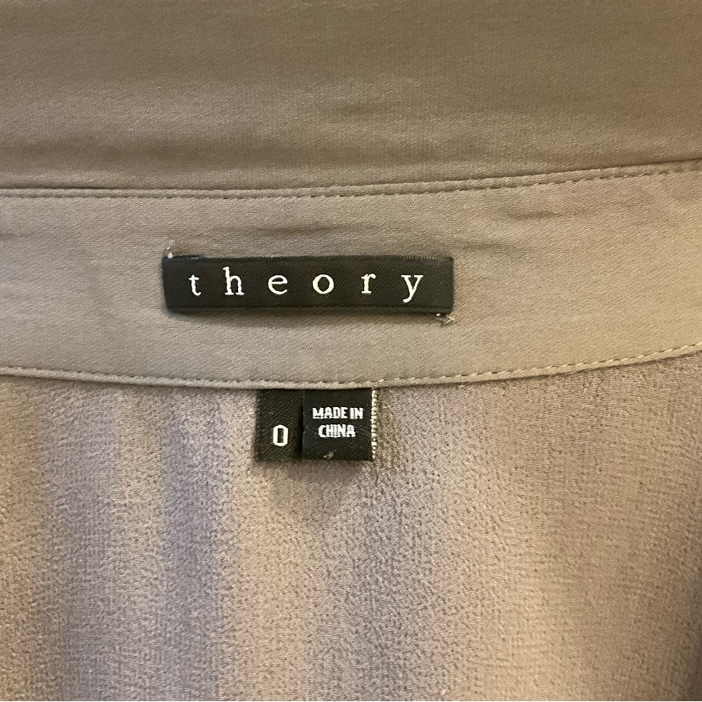 Theory Grey Silk Sleeveless Dress / Blouse, Button Front, Lined, Size 0, Luxury! - Picture 3 of 13